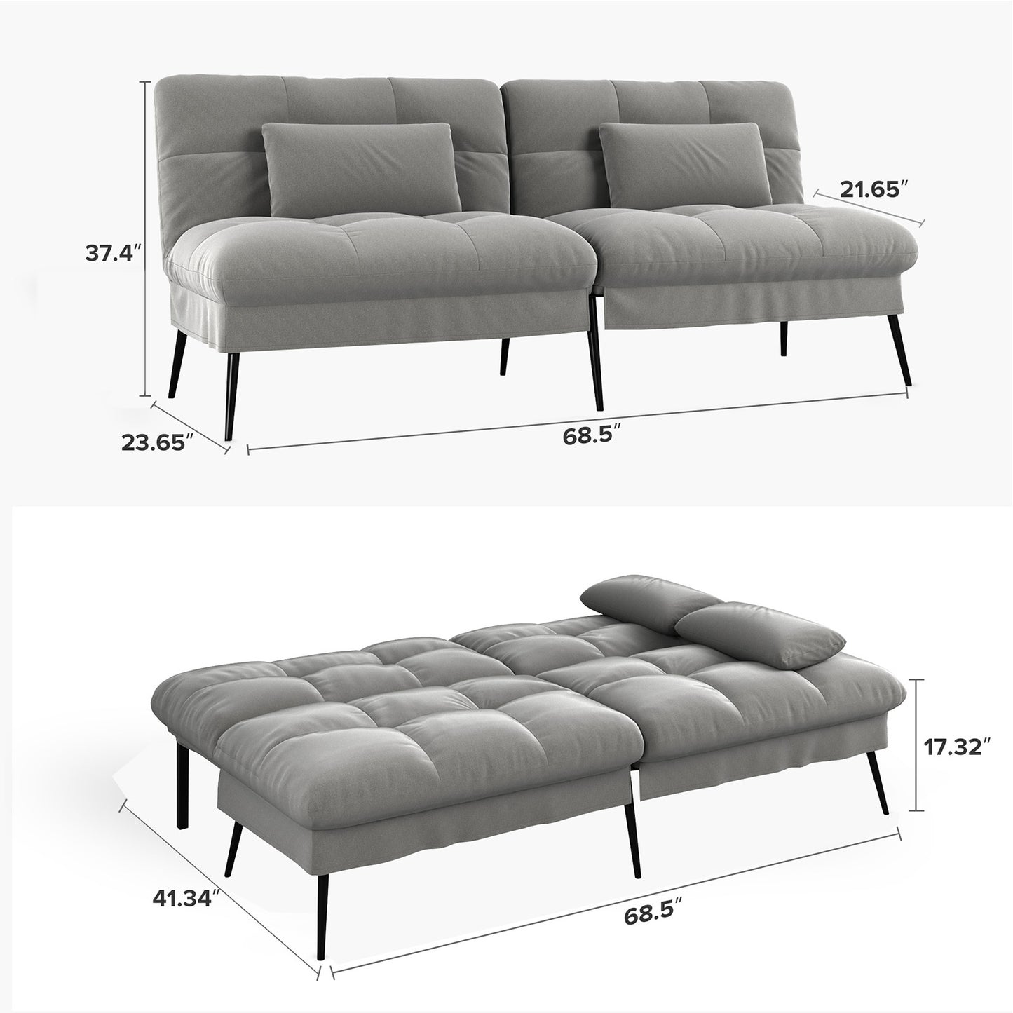 Lucklife Convertible Futon Sofa Bed